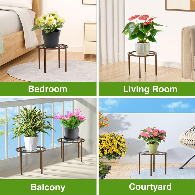 bussdis 1 PCS Plant Stand,-Heavy Duty Metal Stand Decorates Plants, Anti-Rust Flower Pot Stand, Round Plant Rack for Room Indoor and Outdoor Courtyard,Gardens, Brown. - Image 5