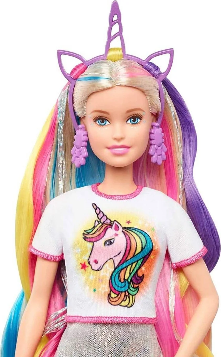 باربي Colorful Hair Doll with Accessories, Hairstyling Pieces GNH04