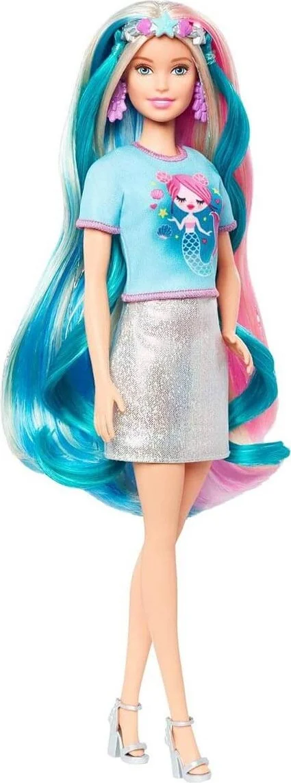 باربي Colorful Hair Doll with Accessories, Hairstyling Pieces GNH04