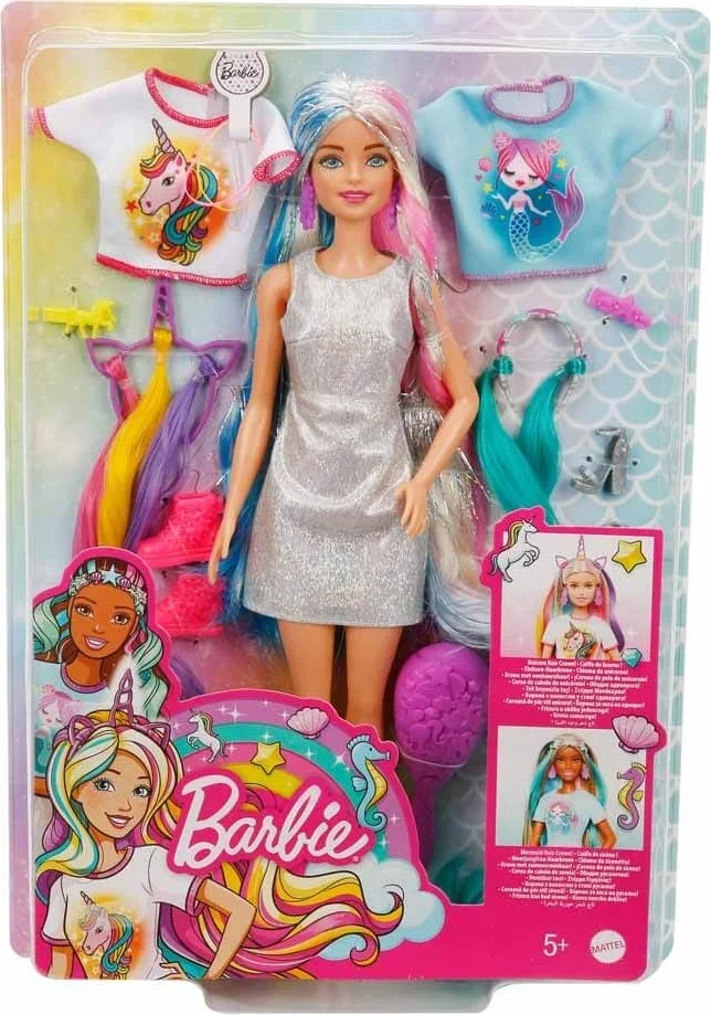 باربي Colorful Hair Doll with Accessories, Hairstyling Pieces GNH04