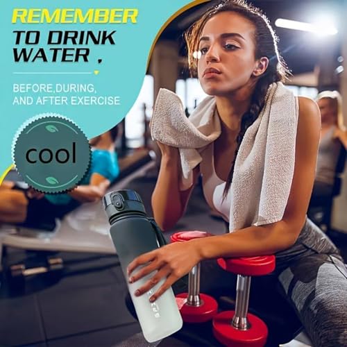 HSR Portable Leakproof Bpa Free Plastic Motivational Water Bottle for Men & Women Perfect for Travel, Gym, Office, Sports, hiking, cycling Water Bottle (1 L) Black and White - Image 3