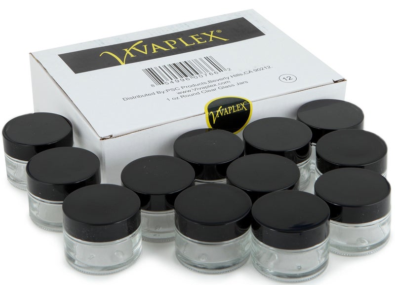 Vivaplex, 12, Clear, 1 oz, Round Glass Jars, with Inner Liners and black Lids - Image 3