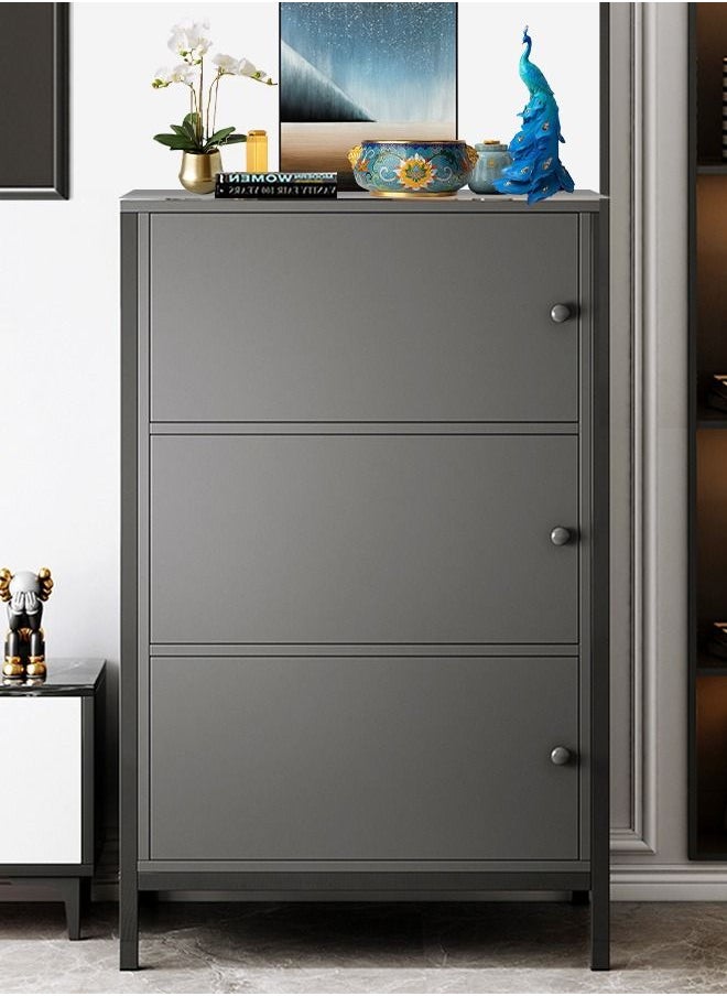 HomarKet - Three Layer Storage Cabinet Freestanding Sideboard with Double Doors Modern Wooden Sideboard Black Side Cabinets for Bedroom Living Room Kitchen Office and Hallway - Image 1