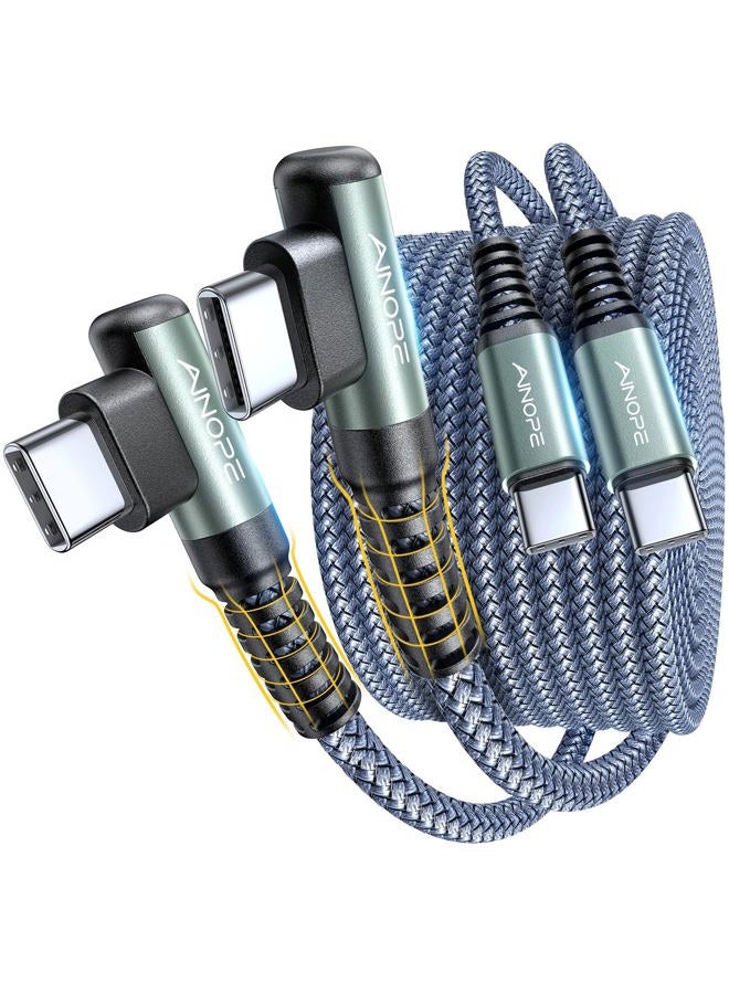 Ainope USB C Cable 60W 4-Pack 3.3FT+3.3FT+6.6FT+10FT Nylon Braided USB C to USB C Cable Type C Charger Fast Charging Right Angle USBC Cable Charger Cord for iPhone 16 Pro Max 15 Plus Samsung S24 Grey - Image 1