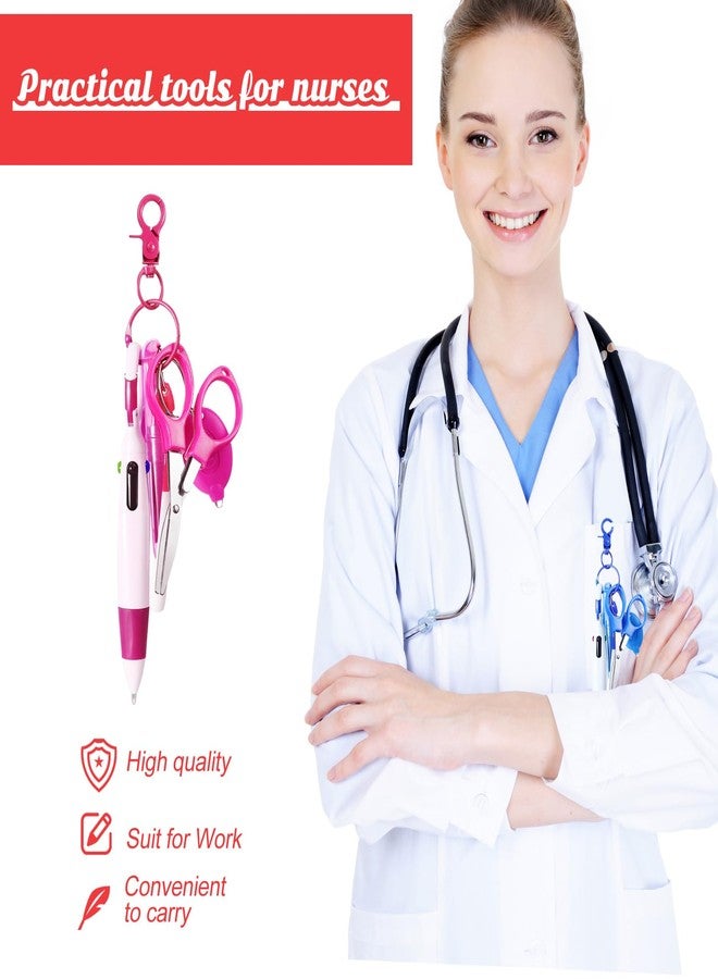 SENONAPO 84 Pcs Badge Reel Pen Nurse Badge Pen Tool Accessories Mini Highlighter Nurse Pens Set with Mini Folding Scissors Retractable Neon Nurse Pen Keychain for Nurse(Multicolor) - Image 5