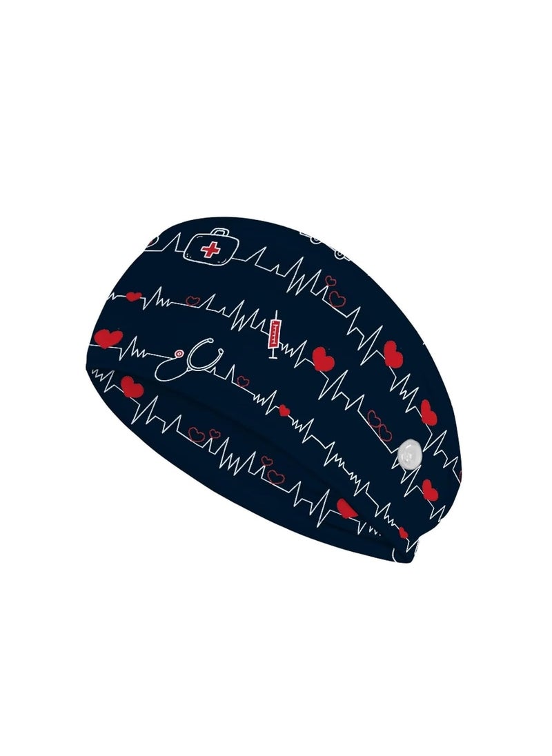 Babrukda - Babrukda Nursing Headbands with Buttons for Nurse Doctor Women Men Bandana Headwrap Elegant Style Face Covering Holder Ear Protection Wide Stretch Hair Wraps Elastic Sweatband Turban - Image 1
