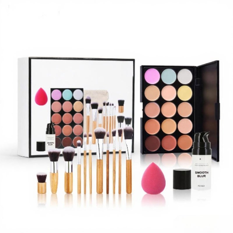 Eyeshadow Palette Mascara Eyeshadow Brush Eyeliner Eyebrow Pencil Combo Set for Beginners  14PC - Image 1