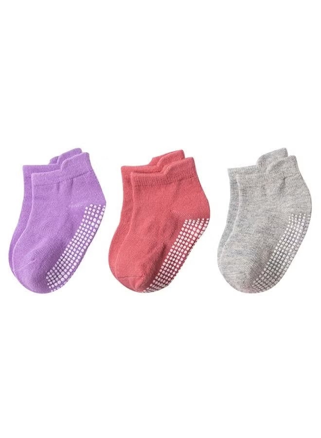 6 pairs of cotton non-slip socks, multiple colors - Image 2