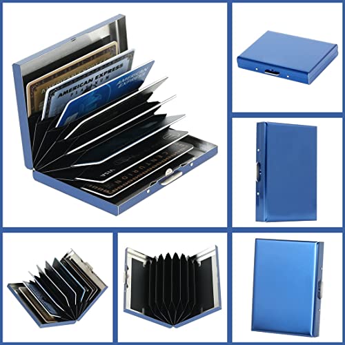 Stealodeal RFID Blocking Stainless Steel ATM/Credit/Debit for Men & Women 8 Slots Card Holder (8 Slots (Blue)) - Image 3