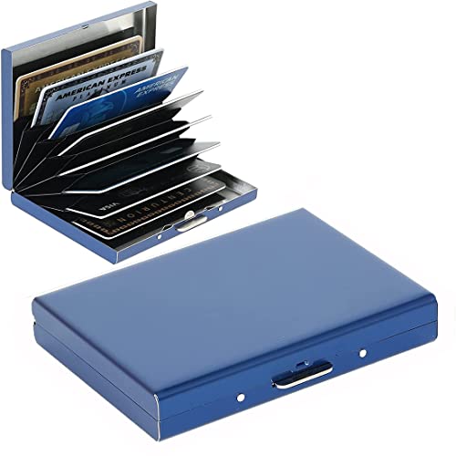 Stealodeal RFID Blocking Stainless Steel ATM/Credit/Debit for Men & Women 8 Slots Card Holder (8 Slots (Blue)) - Image 4
