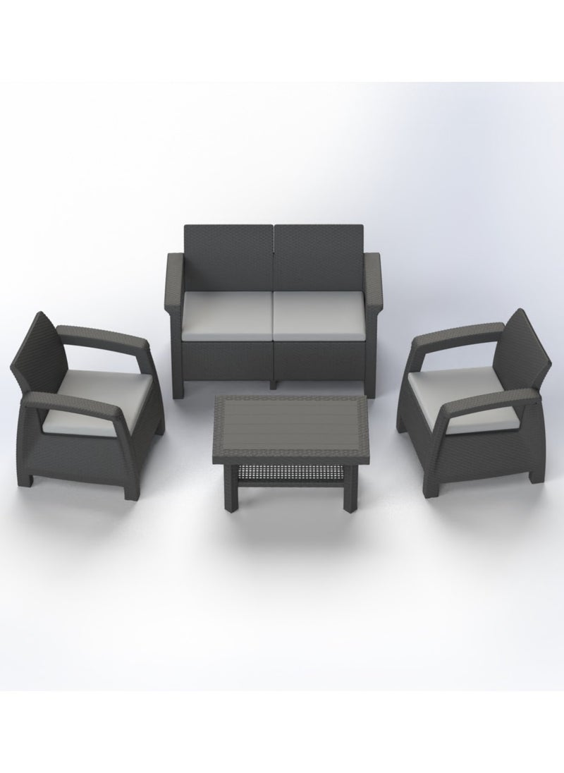 3MPlast - Havana Sofa 4-Seater Set, Rattan Modern Outdoor Furniture, with Comfort Cushion & Coffee table - Image 1