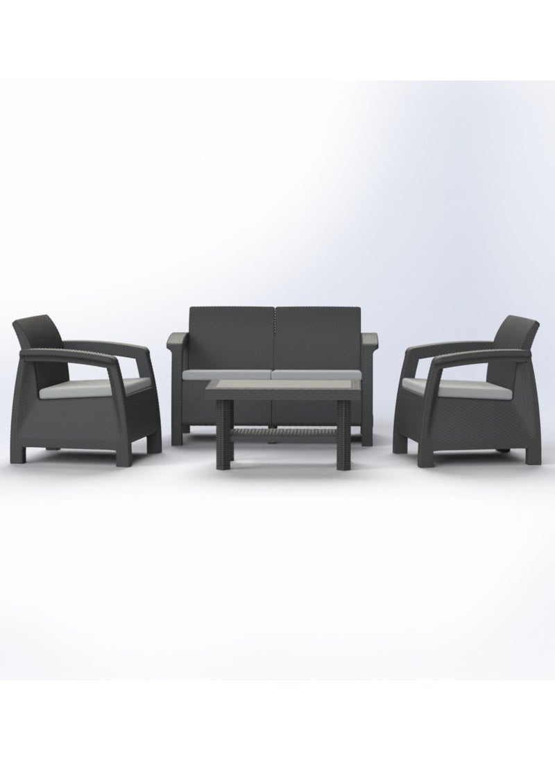 3MPlast - Havana Sofa 4-Seater Set, Rattan Modern Outdoor Furniture, with Comfort Cushion & Coffee table - Image 1