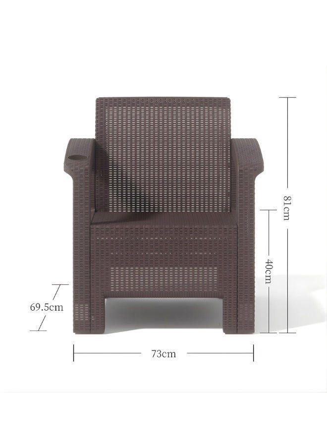 Marcolo 4-Seater Rattan-Style Outdoor Sofa Set – Brown Frame with Beige Cushions, Includes Coffee Table, Modern Patio Furniture - Image 3