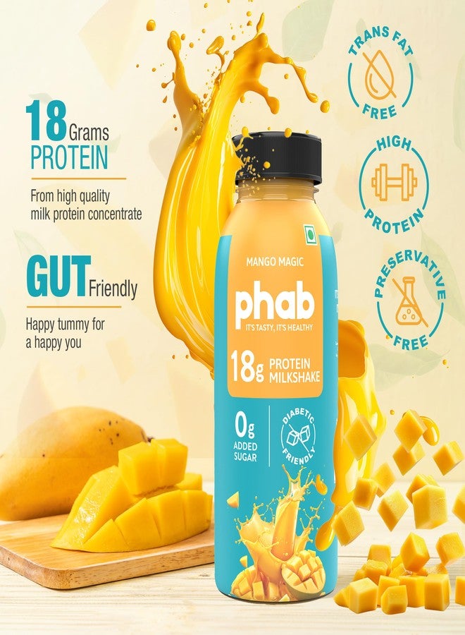 فاب ميلك شيك فاب مانجو بروتين مع 18 غرام بروتين وبدون سكر مضاف | خالٍ من الغلوتين وصحي للأمعاء، خالٍ من الدهون المتحولة | مصدر غني بالألياف والبريبايوتكس | ميلك شيك بروتين صحي ولذيذ (180 مل × عبوة من 6) - Image 2