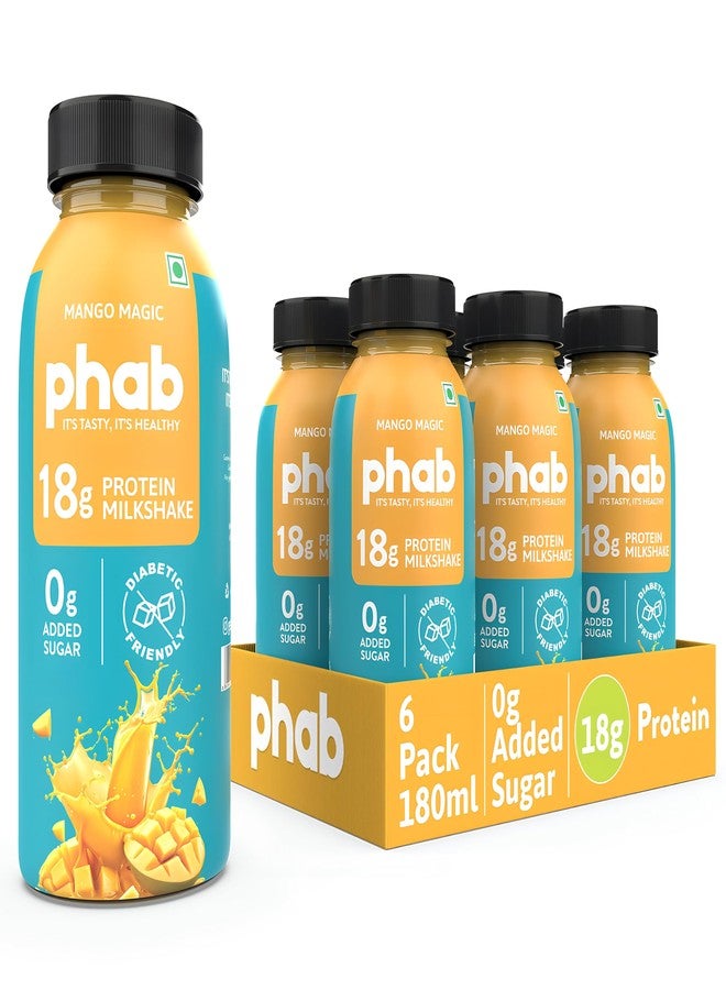 فاب ميلك شيك فاب مانجو بروتين مع 18 غرام بروتين وبدون سكر مضاف | خالٍ من الغلوتين وصحي للأمعاء، خالٍ من الدهون المتحولة | مصدر غني بالألياف والبريبايوتكس | ميلك شيك بروتين صحي ولذيذ (180 مل × عبوة من 6) - Image 1