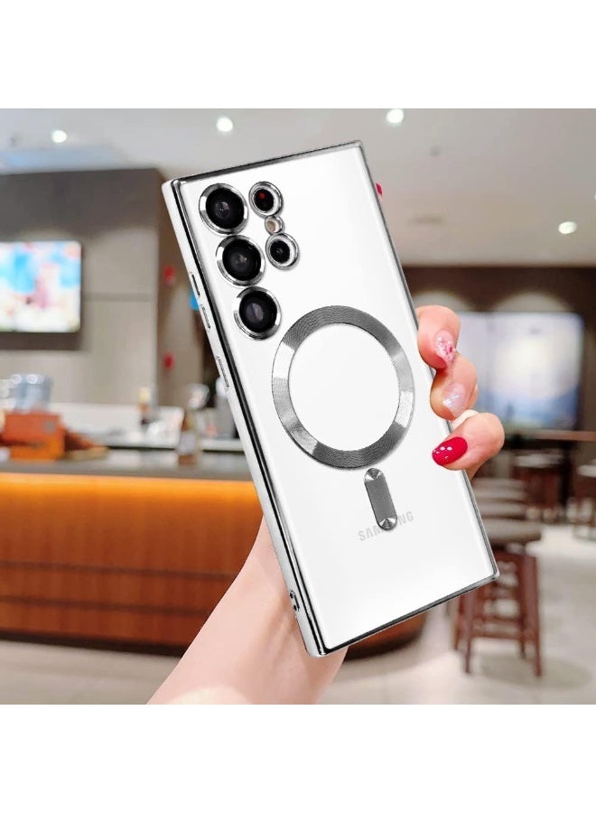 Denx Galaxy S25 Ultra Case, Magnetic Case [Compatible with Mag-safe] S25 Ultra Camera Lens Protector Slim Luxury Plating Transparent Shockproof Galaxy S25 Ultra 5G Cover 6.9 Inch (Silver) - Image 1