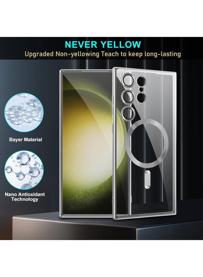 أكاليكس جراب لهاتف Galaxy S25 Ultra، جراب مغناطيسي [متوافق مع Mag-safe] واقي عدسة الكاميرا لهاتف S25 Ultra، تصميم نحيف وفاخر مطلي، شفاف ومقاوم للصدمات، غطاء لهاتف Galaxy S25 Ultra 5G مقاس 6.9 بوصة (فضي) - Image 3