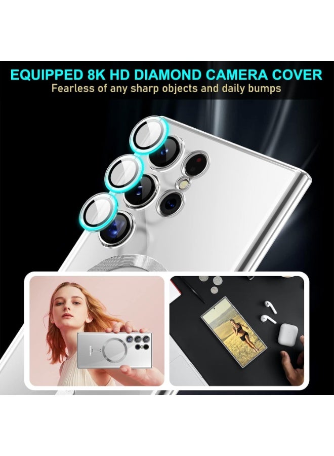 أكاليكس جراب لهاتف Galaxy S25 Ultra، جراب مغناطيسي [متوافق مع Mag-safe] واقي عدسة الكاميرا لهاتف S25 Ultra، تصميم نحيف وفاخر مطلي، شفاف ومقاوم للصدمات، غطاء لهاتف Galaxy S25 Ultra 5G مقاس 6.9 بوصة (فضي) - Image 4