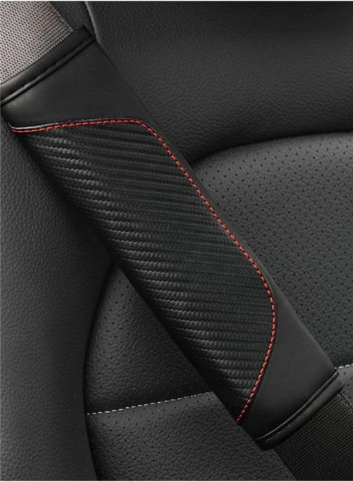 عبوة من 2 غطاء حزام أمان السيارة، حماية كتف حزام الأمان من ألياف الكربون - Image 2