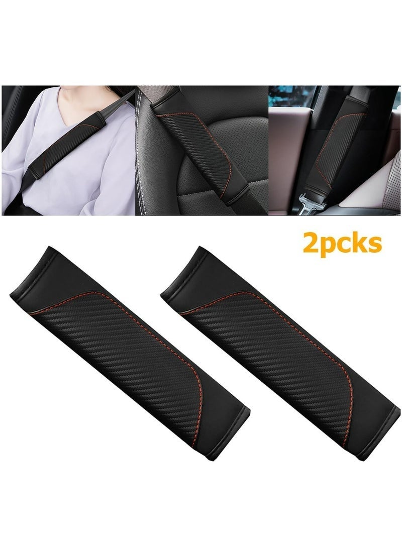 عبوة من 2 غطاء حزام أمان السيارة، حماية كتف حزام الأمان من ألياف الكربون - Image 1