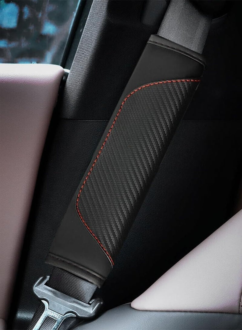 عبوة من 2 غطاء حزام أمان السيارة، حماية كتف حزام الأمان من ألياف الكربون - Image 3
