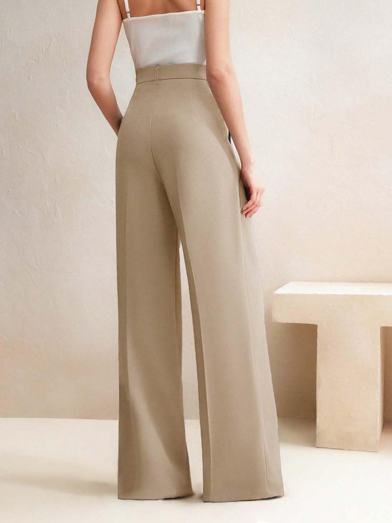 KOTTY Korean Wide Leg Beige Pants for Women Fashion Wear (Beige,XL)-KOTTYWOMENSPANT843XL - Image 4