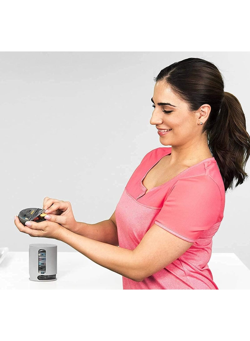 بيل برو صندوق منظم لتخزين الأدوية لمدة 7 أيام أسبوعيًا، منظم حبوب، صندوق حبوب محمول مكون من 7 صواني، 4 أقسام لتنظيم الأدوية والفيتامينات لكل يوم، صندوق تخزين/موزع حبوب - Image 5