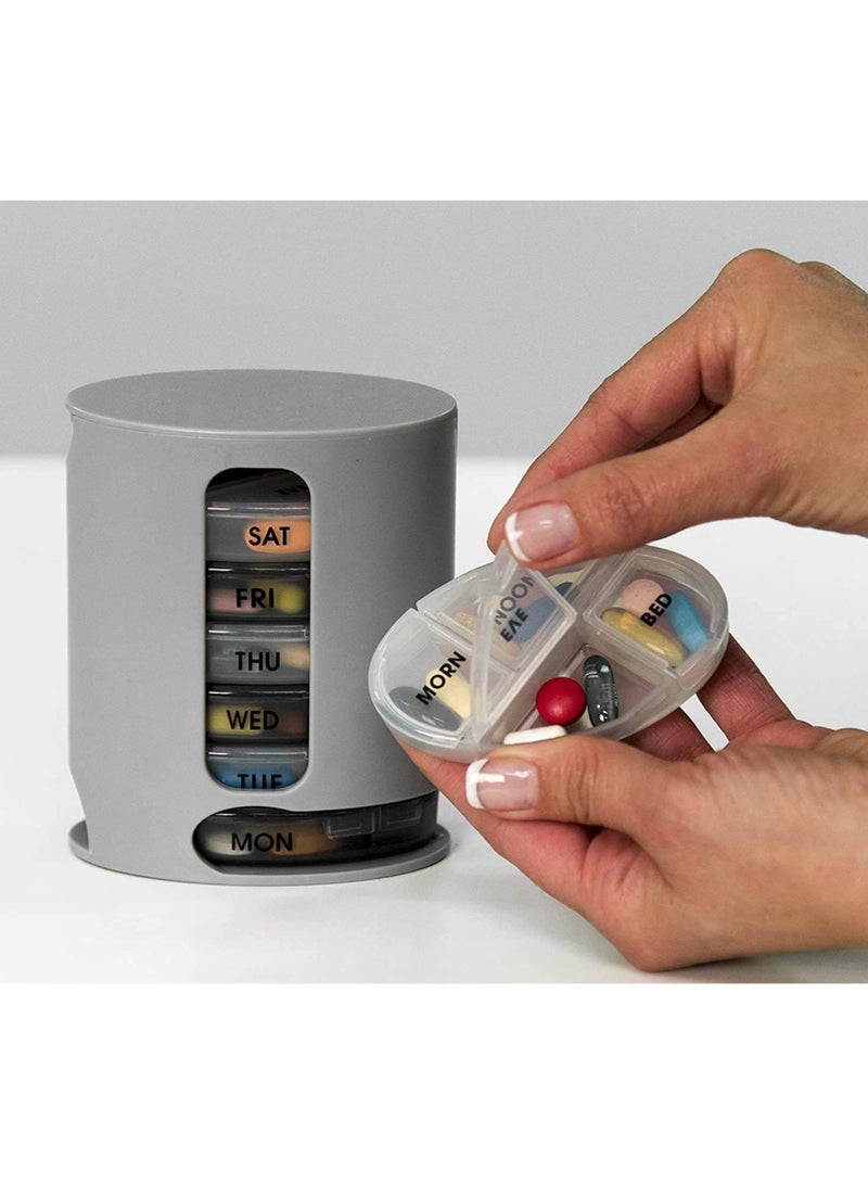 بيل برو صندوق منظم لتخزين الأدوية لمدة 7 أيام أسبوعيًا، منظم حبوب، صندوق حبوب محمول مكون من 7 صواني، 4 أقسام لتنظيم الأدوية والفيتامينات لكل يوم، صندوق تخزين/موزع حبوب - Image 3