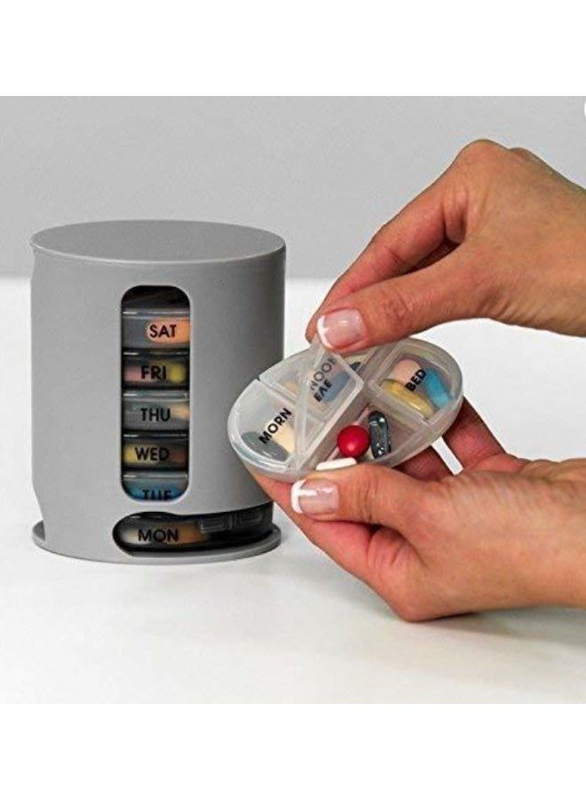 بيل برو صندوق منظم لتخزين الأدوية لمدة 7 أيام أسبوعيًا، منظم حبوب، صندوق حبوب محمول مكون من 7 صواني، 4 أقسام لتنظيم الأدوية والفيتامينات لكل يوم، صندوق تخزين/موزع حبوب - Image 4