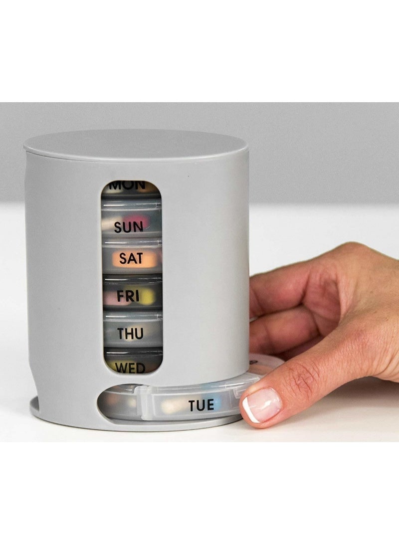 بيل برو صندوق منظم لتخزين الأدوية لمدة 7 أيام أسبوعيًا، منظم حبوب، صندوق حبوب محمول مكون من 7 صواني، 4 أقسام لتنظيم الأدوية والفيتامينات لكل يوم، صندوق تخزين/موزع حبوب - Image 1