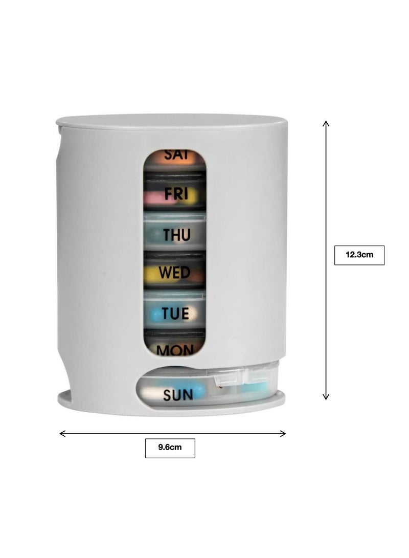 بيل برو صندوق منظم لتخزين الأدوية لمدة 7 أيام أسبوعيًا، منظم حبوب، صندوق حبوب محمول مكون من 7 صواني، 4 أقسام لتنظيم الأدوية والفيتامينات لكل يوم، صندوق تخزين/موزع حبوب - Image 2