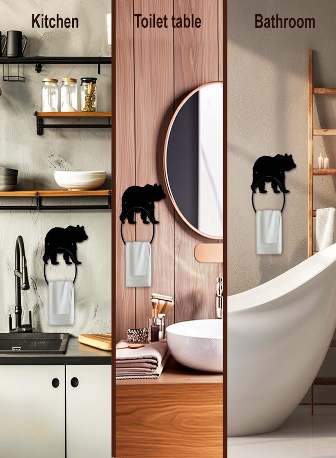 MAYJOYDIY Bear Towel Ring Towel Holder Bathroom Wall Mounted Metal Wall Mounted Towel Ring with Bear Wild Beast Metal Custom Hand Towel Holder Wall Decor for Kitchen Home Hanging Gifts Decoration - Image 3