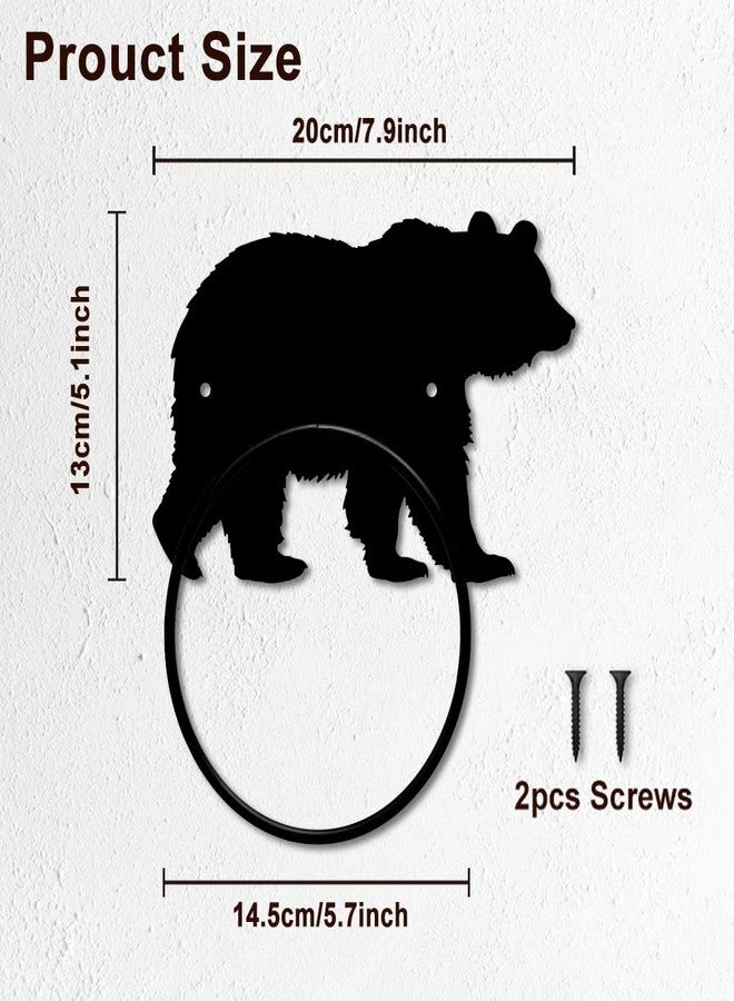 MAYJOYDIY Bear Towel Ring Towel Holder Bathroom Wall Mounted Metal Wall Mounted Towel Ring with Bear Wild Beast Metal Custom Hand Towel Holder Wall Decor for Kitchen Home Hanging Gifts Decoration - Image 2