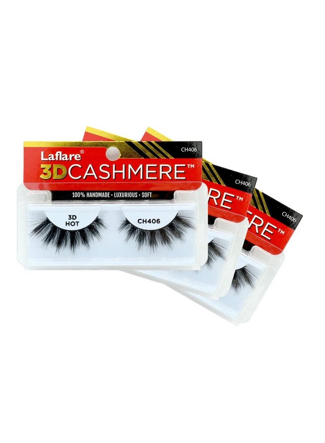 Laflare 3D Cashmere Eyelashes Natural Look Wispy Glam Fresh Fluffy Soft Reusable Luxurious Handmade Strips False Lashes 3 Packs Bundle Special Ch (Ch406 3) - Image 1