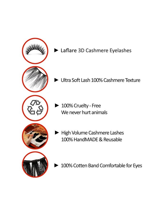 Laflare 3D Cashmere Eyelashes Natural Look Wispy Glam Fresh Fluffy Soft Reusable Luxurious Handmade Strips False Lashes 3 Packs Bundle Special Ch (Ch406 3) - Image 4