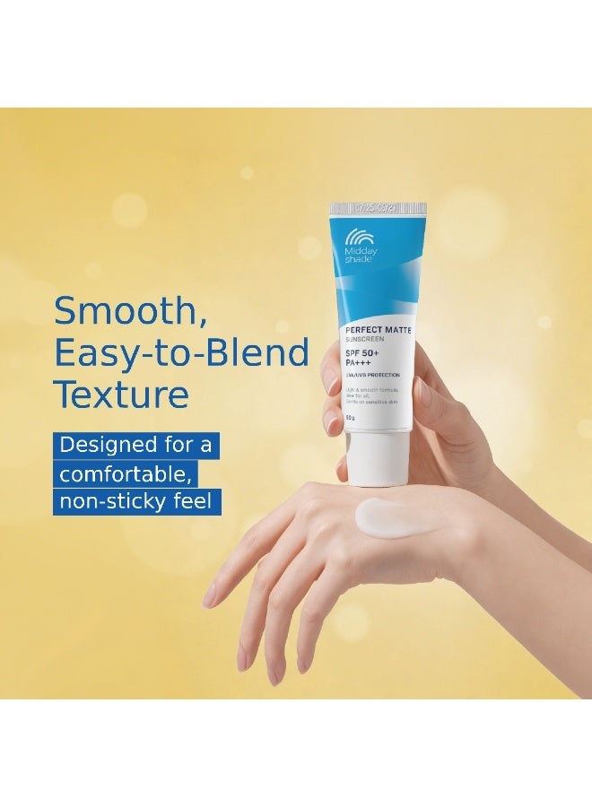 Midday Shade Perfect Matte Sunscreen SPF 50+ PA+++ 50g | Broad Spectrum UVA UVB Protection | Lightweight Matte Finish | Daily Sunscreen for All Skin Types | Pack of 1 - Image 4