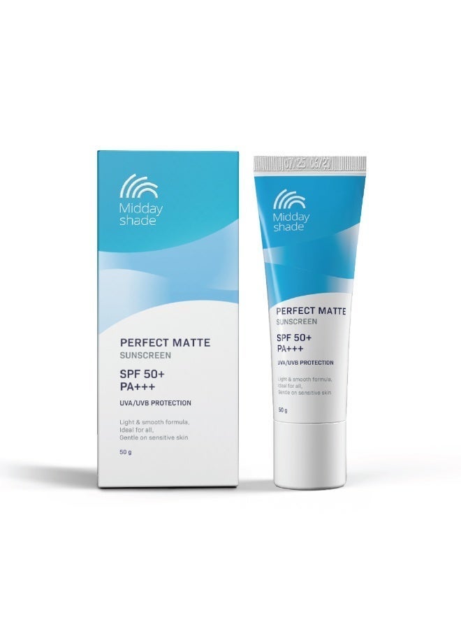 Midday Shade Perfect Matte Sunscreen SPF 50+ PA+++ 50g | Broad Spectrum UVA UVB Protection | Lightweight Matte Finish | Daily Sunscreen for All Skin Types | Pack of 1 - Image 1