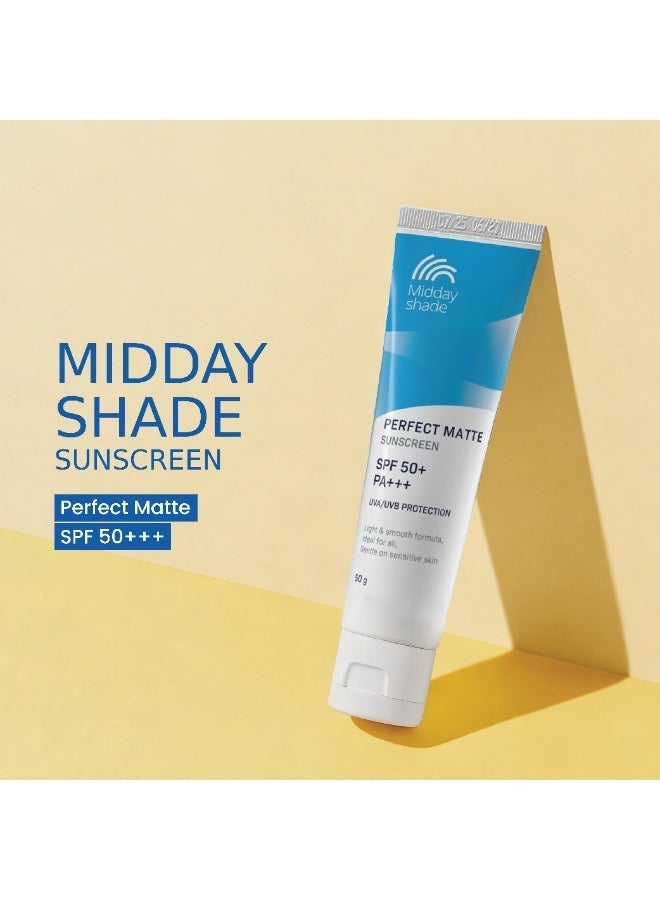 Midday Shade Perfect Matte Sunscreen SPF 50+ PA+++ 50g | Broad Spectrum UVA UVB Protection | Lightweight Matte Finish | Daily Sunscreen for All Skin Types | Pack of 1 - Image 2