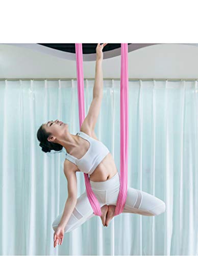 Flife Aerial Yoga Hammock 5.6 Yards Premium Silk Fabric Swing for Antigravity Inversion Include Daisy Chain,Carabiner and Pose Guide (Cherry Pink) - Image 2