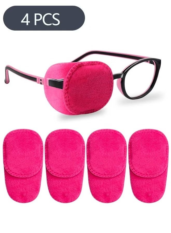 Generic 4-Piece Eye Patches for Kids Girls Boys, Right  Left Eye Patch for Glasses, Full Coverage Eye Patch for Children Treating Eye Amblyopia Strabismus and After Surgery (Pink) - Image 1
