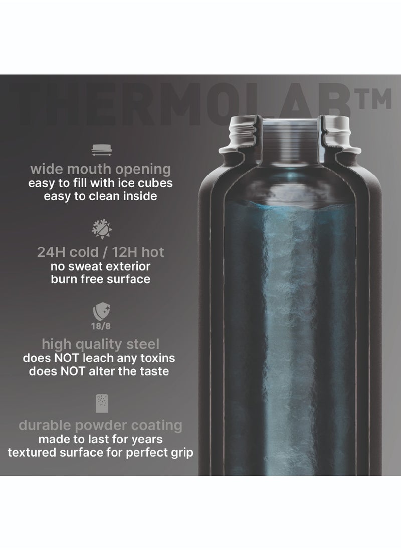 BEOLA 950ml Vacuum Insulated Water Bottle, Double Wall Stainless Steel Thermos Bottle with wide mouth, 2 lids included, Hot Cold Water Flask, Large Sports Bottle with straw lid, 32oz (Lava Gray)  - Image 4