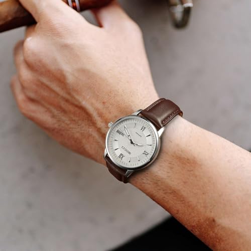 WOCCI 20mm Vintage Leather Watch Band for Men and Women, Gold Buckle (Dark Brown) - Image 2