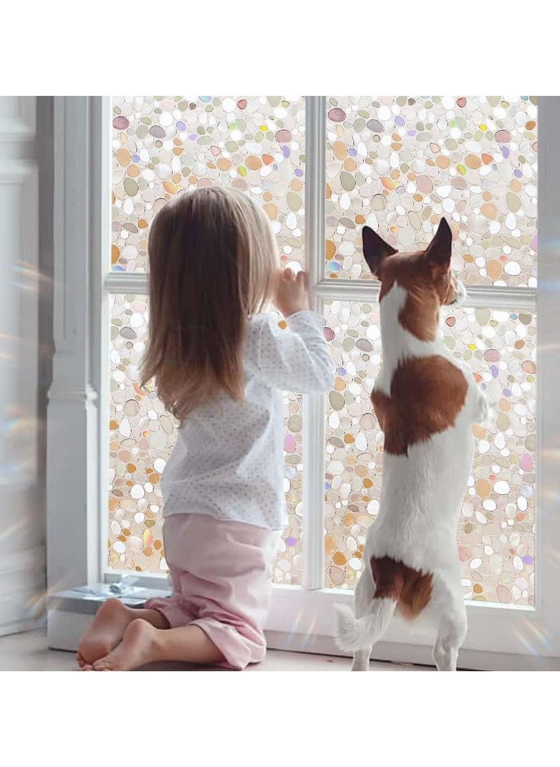 Window Privacy Film, 3D Decorative Static Cling Window Privacy Film No Glue Removable Home Office Film Anti UV Window Cling Decorative 44.5 x 200cm