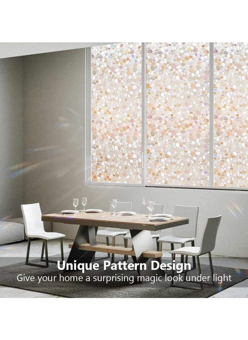 Window Privacy Film, 3D Decorative Static Cling Window Privacy Film No Glue Removable Home Office Film Anti UV Window Cling Decorative 44.5 x 200cm
