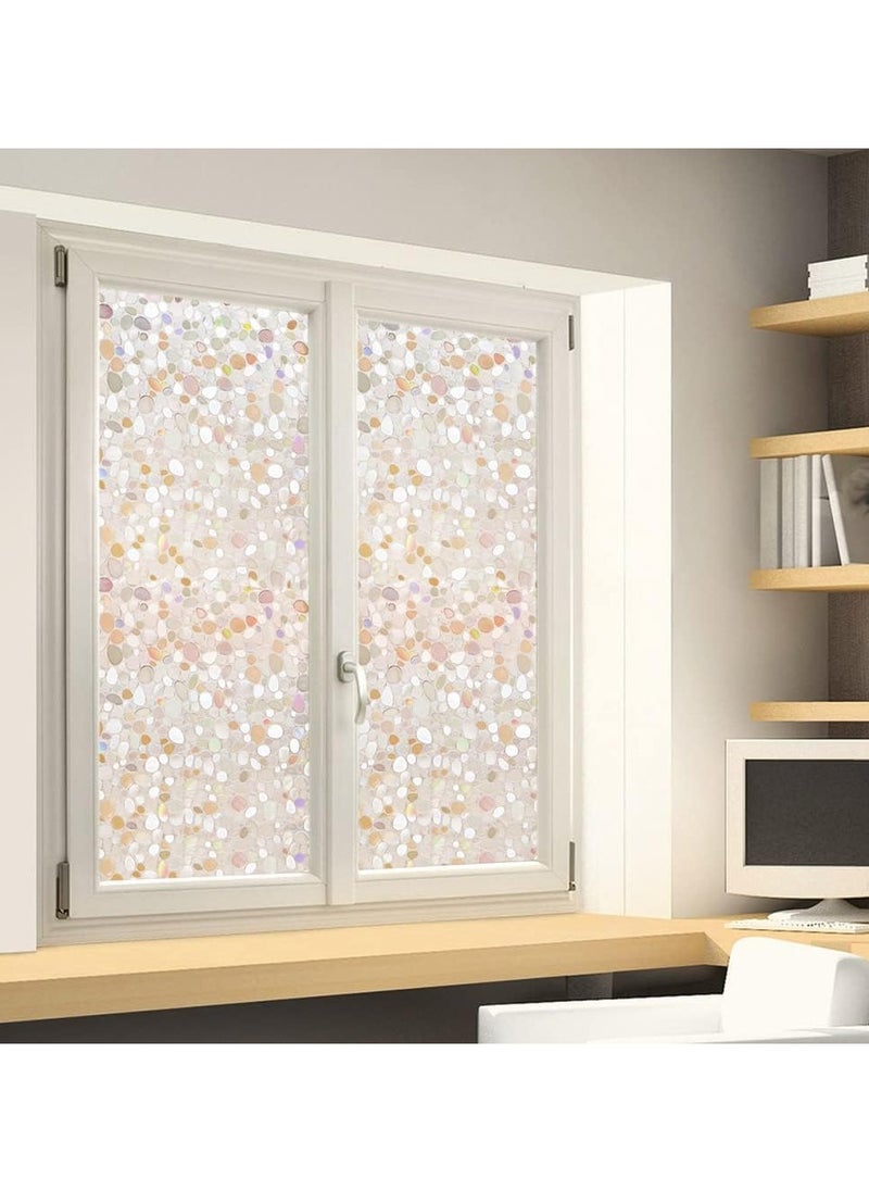 Window Privacy Film, 3D Decorative Static Cling Window Privacy Film No Glue Removable Home Office Film Anti UV Window Cling Decorative 44.5 x 200cm