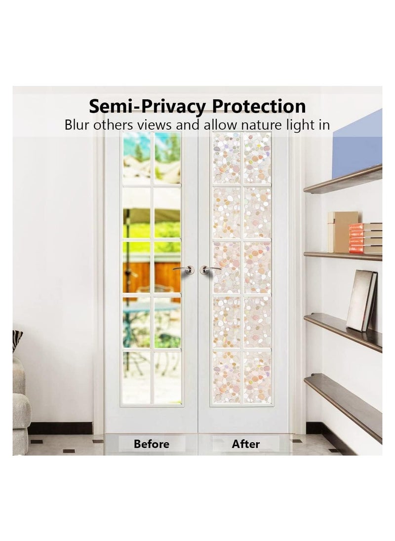 Window Privacy Film, 3D Decorative Static Cling Window Privacy Film No Glue Removable Home Office Film Anti UV Window Cling Decorative 44.5 x 200cm