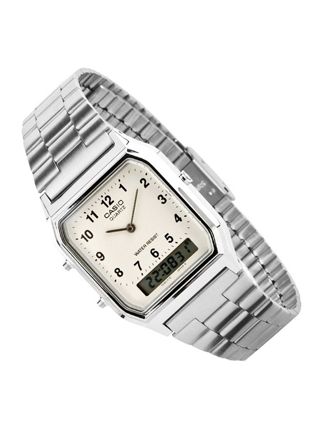 كاسيو ساعة يد رقمية وبعقارب مقاومة للماء من إنتايسر طراز AQ-230A-7BHDF - قياس 30 مم - لون فضي رجال - Image 4