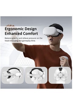 Y&D Adjustable Headband Compatible for Meta Quest 2, Oculus 2 with Head Cushion, Replacement Elite Strap Comfortable Protective Reduce Pressure - White  - Image 3