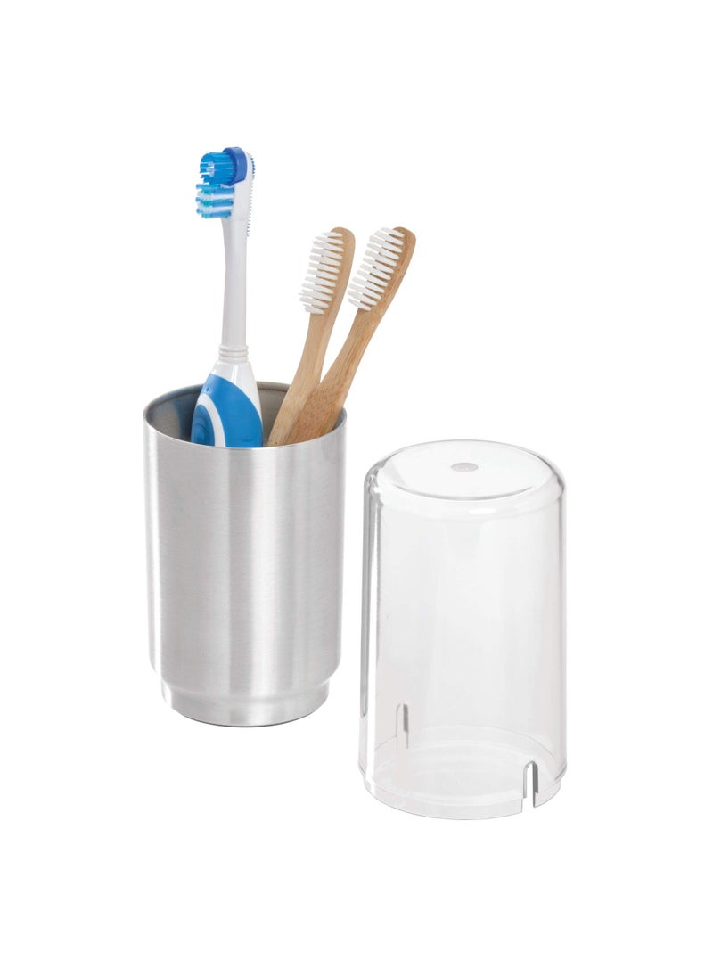 InterDesign iDesign Austin Metal Covered Holder Stand, Holds Regular and Electric Toothbrushes in Master, Guest, Kid's, College Dorm Bathroom, Brushed  - Image 3