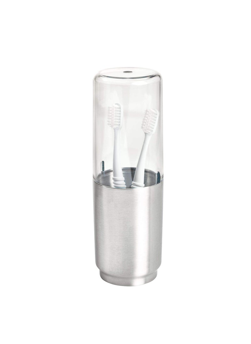 InterDesign iDesign Austin Metal Covered Holder Stand, Holds Regular and Electric Toothbrushes in Master, Guest, Kid's, College Dorm Bathroom, Brushed  - Image 1